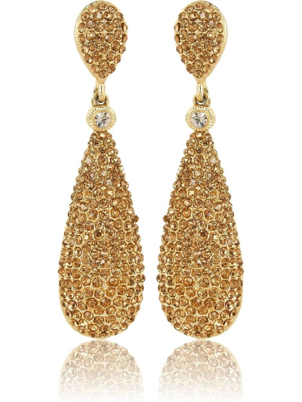 Moonstruck Women's Light Topaz Champagne Diamond Golden Dangle Drop Earrings